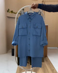 MBIXA -Women's Cotton-Rayon Co-Ord Set - Teal Blue