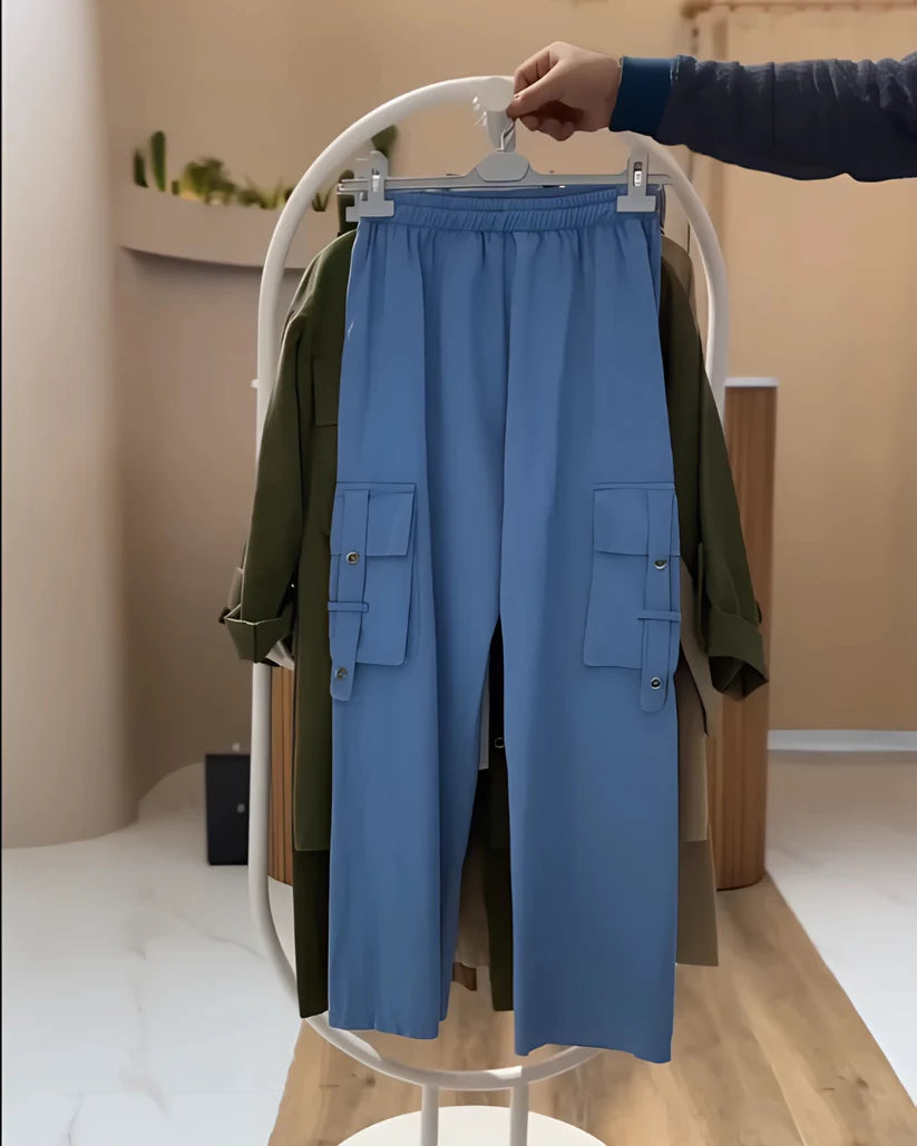 MBIXA -Women's Cotton-Rayon Co-Ord Set - Teal Blue
