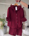 MBIXA'S - PLEATED CO-ORD SET ( SHIRT +SHORTS)