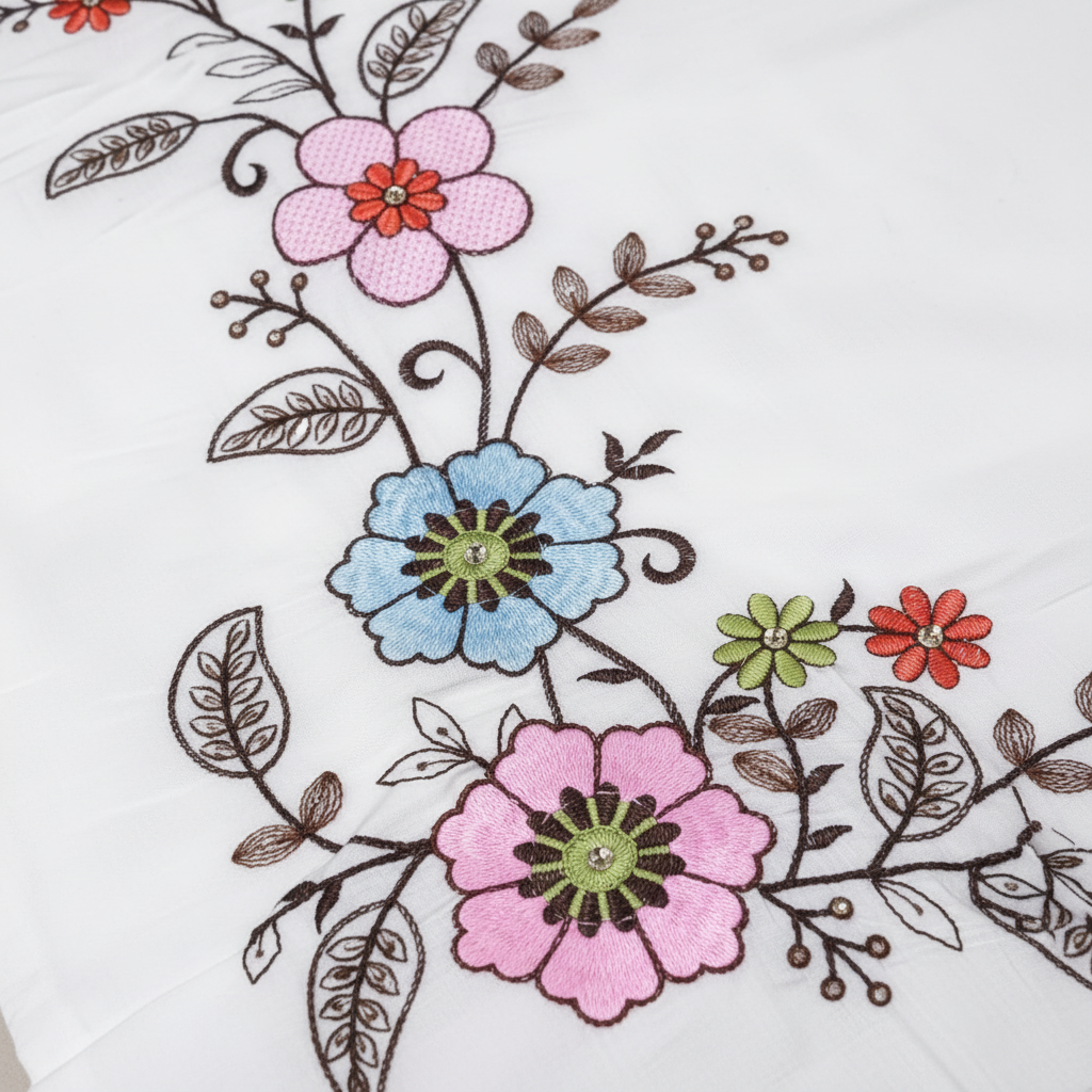 White Kurti - Embroidery Closeup